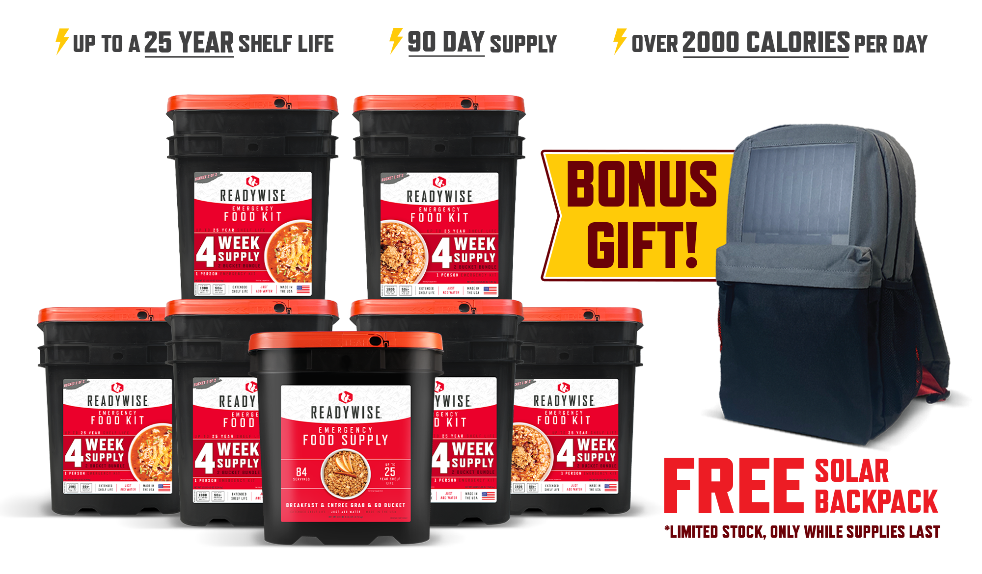 Social Landing Page 3 Month Kit Solar Backpack ReadyWise